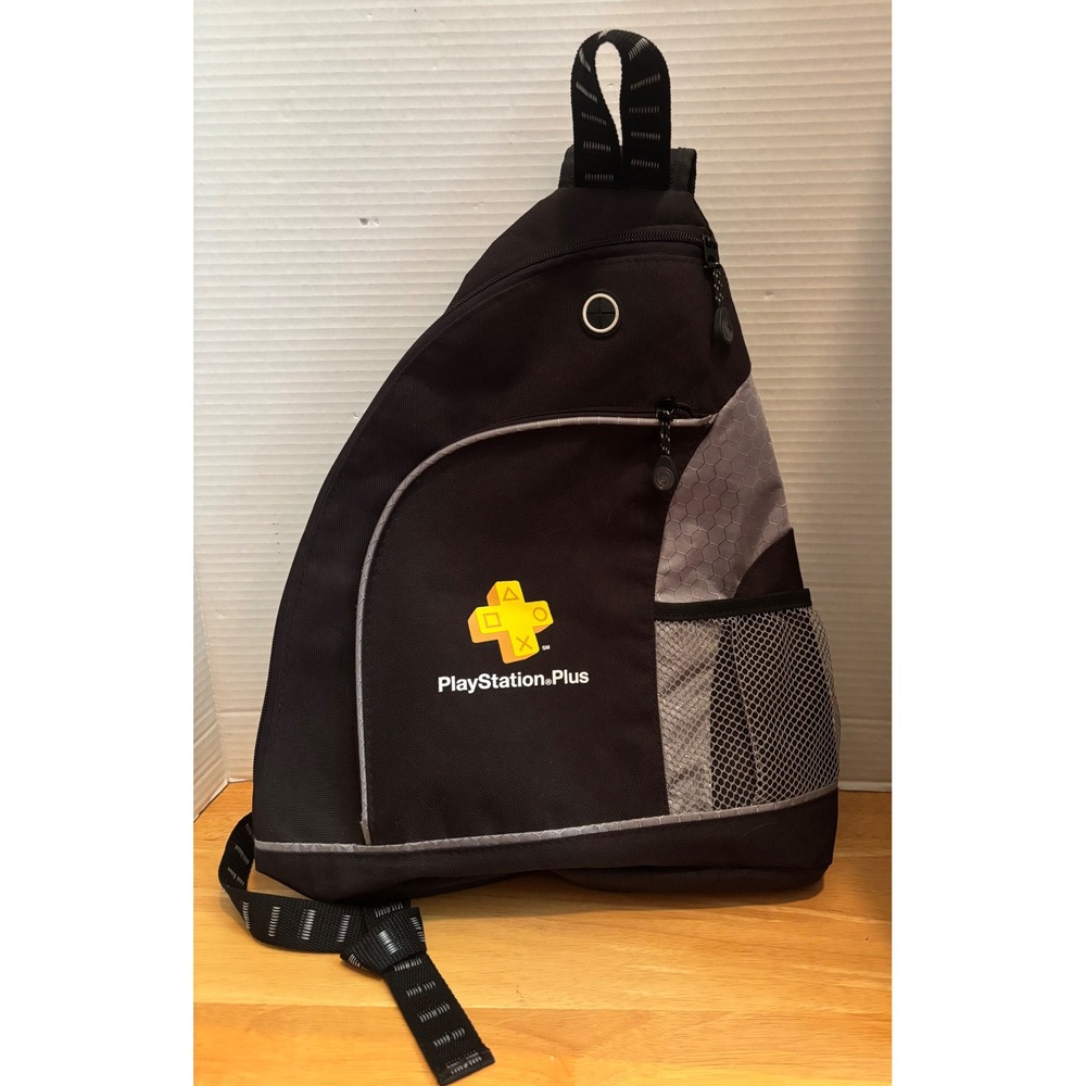 PlayStation Plus Sling Bag Black Grey Crossbody Backpack Gaming Promo Travel